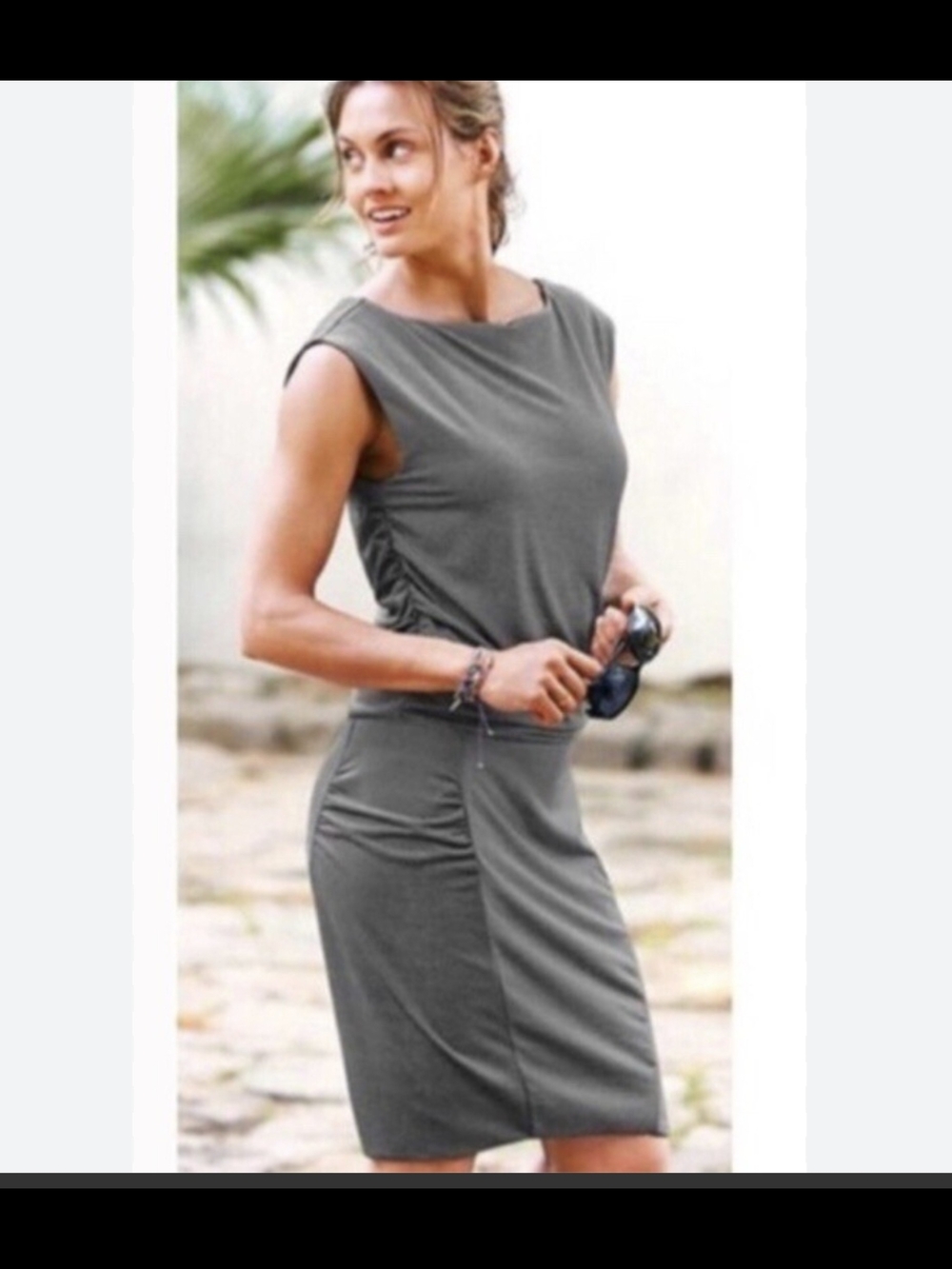Athleta Sleeveless Charcoal Midi Dress